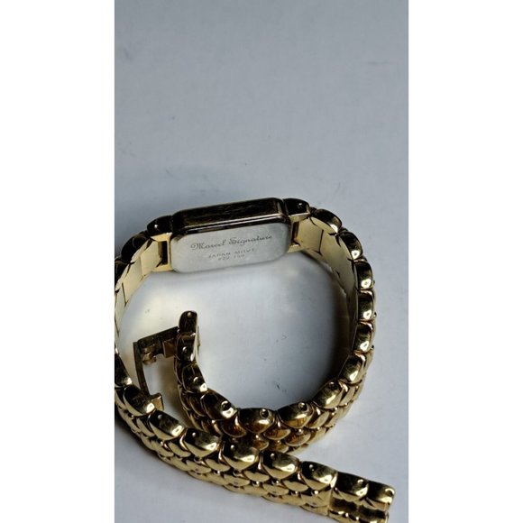 Marcel Drucker Signature Watch Women Gold Tone Rectangle - Picture 7 of 14